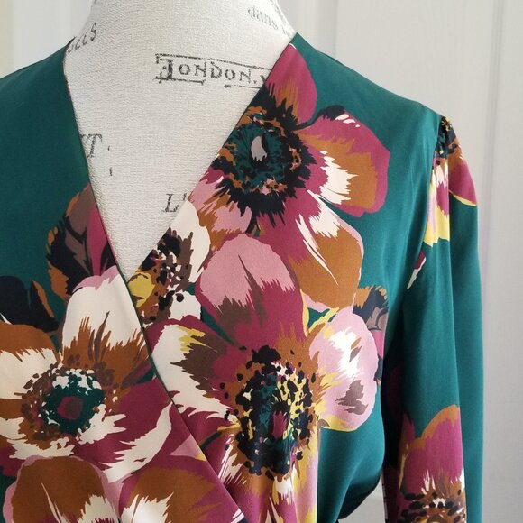 Amour Vert Silk Wrap Dress in Teal - LNC - Picture 3 of 8